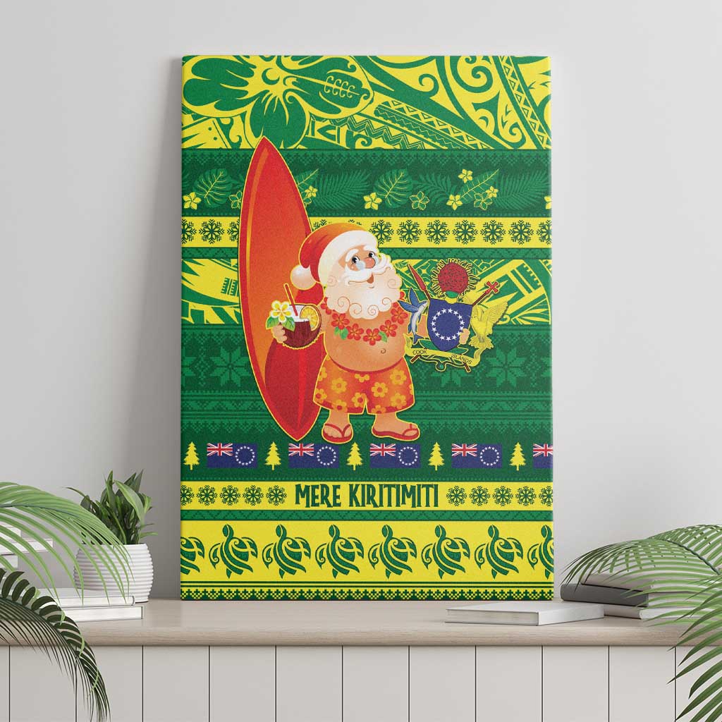 Cook Islands Christmas Canvas Wall Art Surfing Santa Mere Kiritimiti - Polynesian Pride