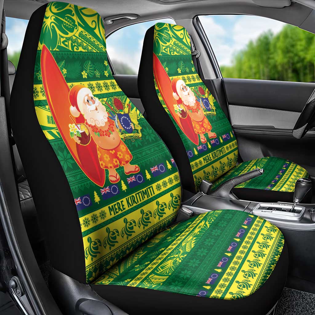 Cook Islands Christmas Car Seat Cover Surfing Santa Mere Kiritimiti - Polynesian Pride