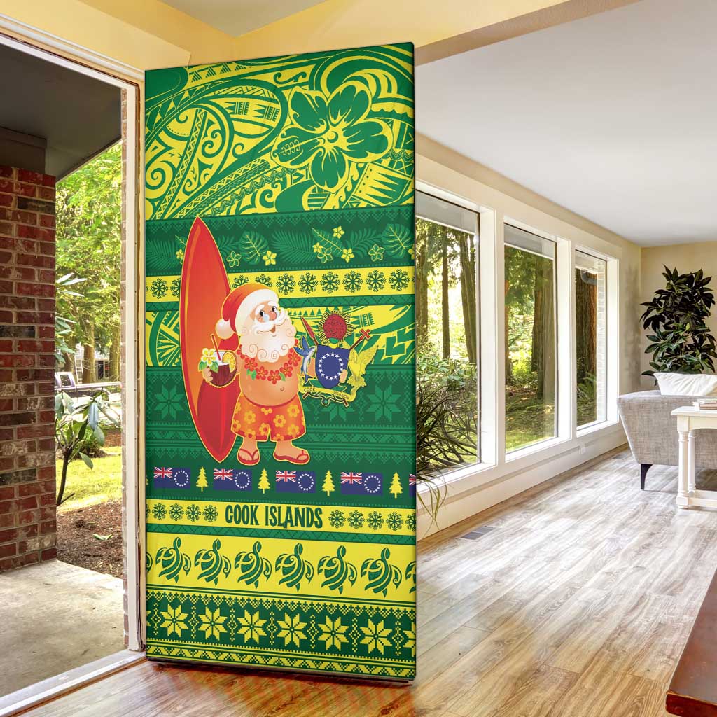 Cook Islands Christmas Door Cover Surfing Santa Mere Kiritimiti - Polynesian Pride