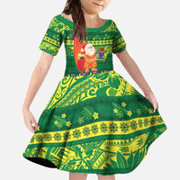 Cook Islands Christmas Family Matching Off The Shoulder Long Sleeve Dress and Hawaiian Shirt Surfing Santa Mere Kiritimiti - Polynesian Pride