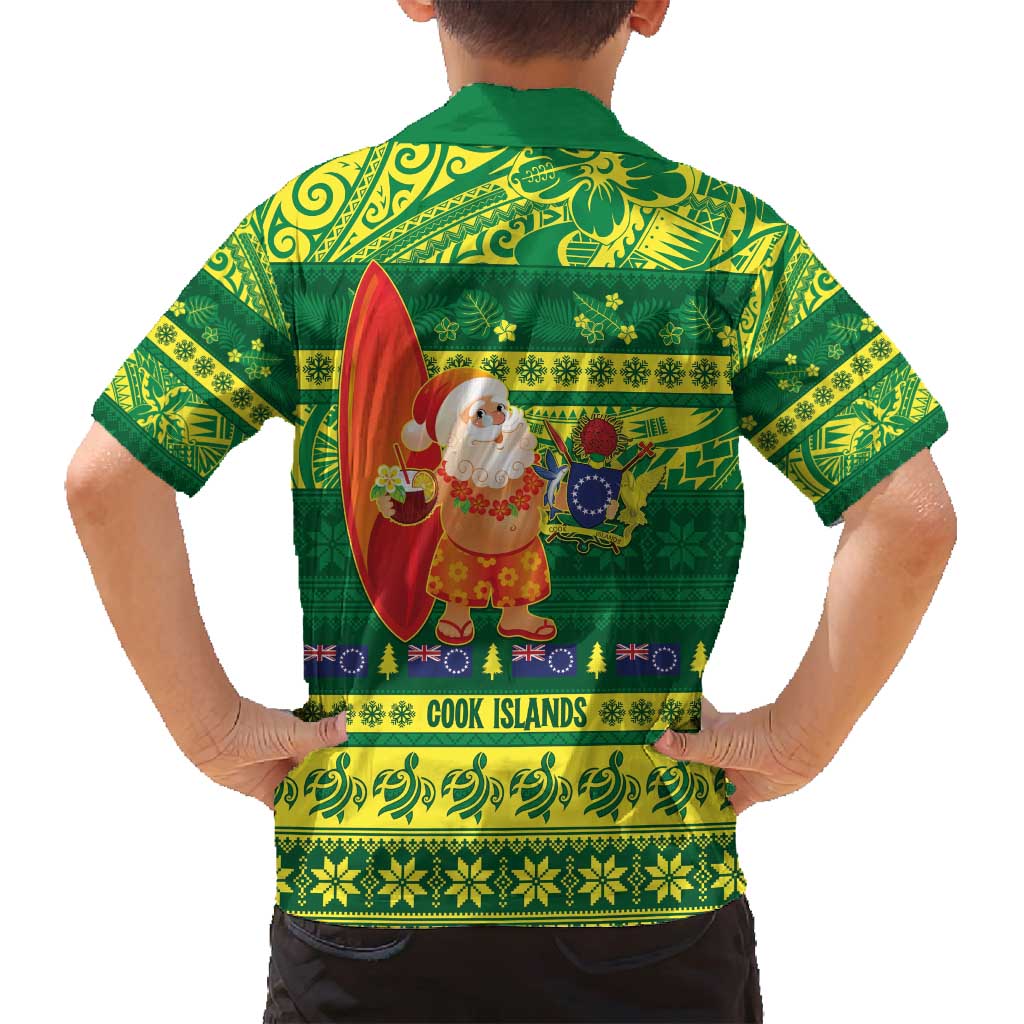 Cook Islands Christmas Family Matching Puletasi and Hawaiian Shirt Surfing Santa Mere Kiritimiti - Polynesian Pride