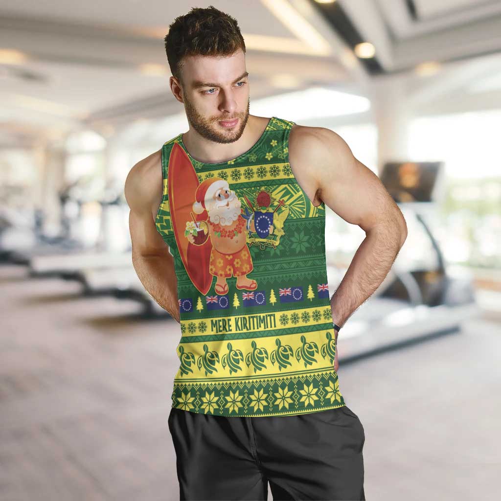 Cook Islands Christmas Men Tank Top Surfing Santa Mere Kiritimiti - Polynesian Pride