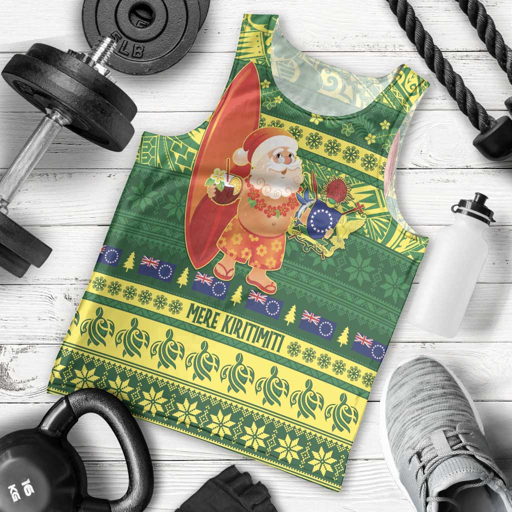 Cook Islands Christmas Men Tank Top Surfing Santa Mere Kiritimiti - Polynesian Pride