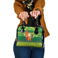 Cook Islands Christmas Shoulder Handbag Surfing Santa Mere Kiritimiti LT14 One Size Green - Polynesian Pride