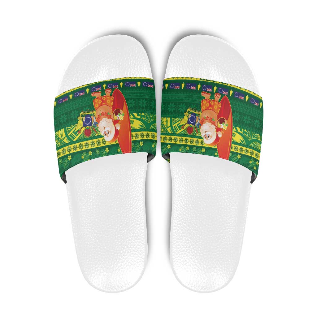 Cook Islands Christmas Slide Sandals Surfing Santa Mere Kiritimiti - Polynesian Pride