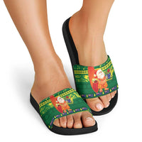 Cook Islands Christmas Slide Sandals Surfing Santa Mere Kiritimiti - Polynesian Pride