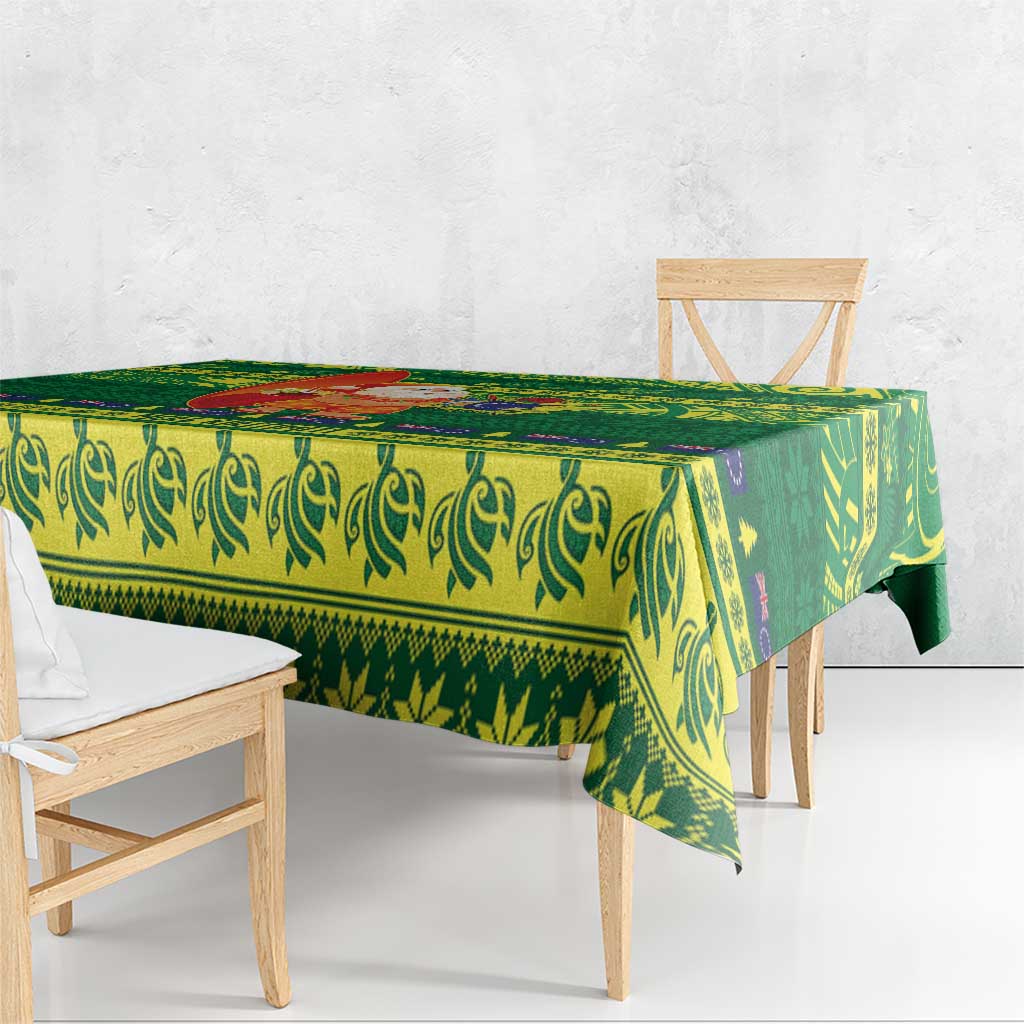 Cook Islands Christmas Tablecloth Surfing Santa Mere Kiritimiti - Polynesian Pride