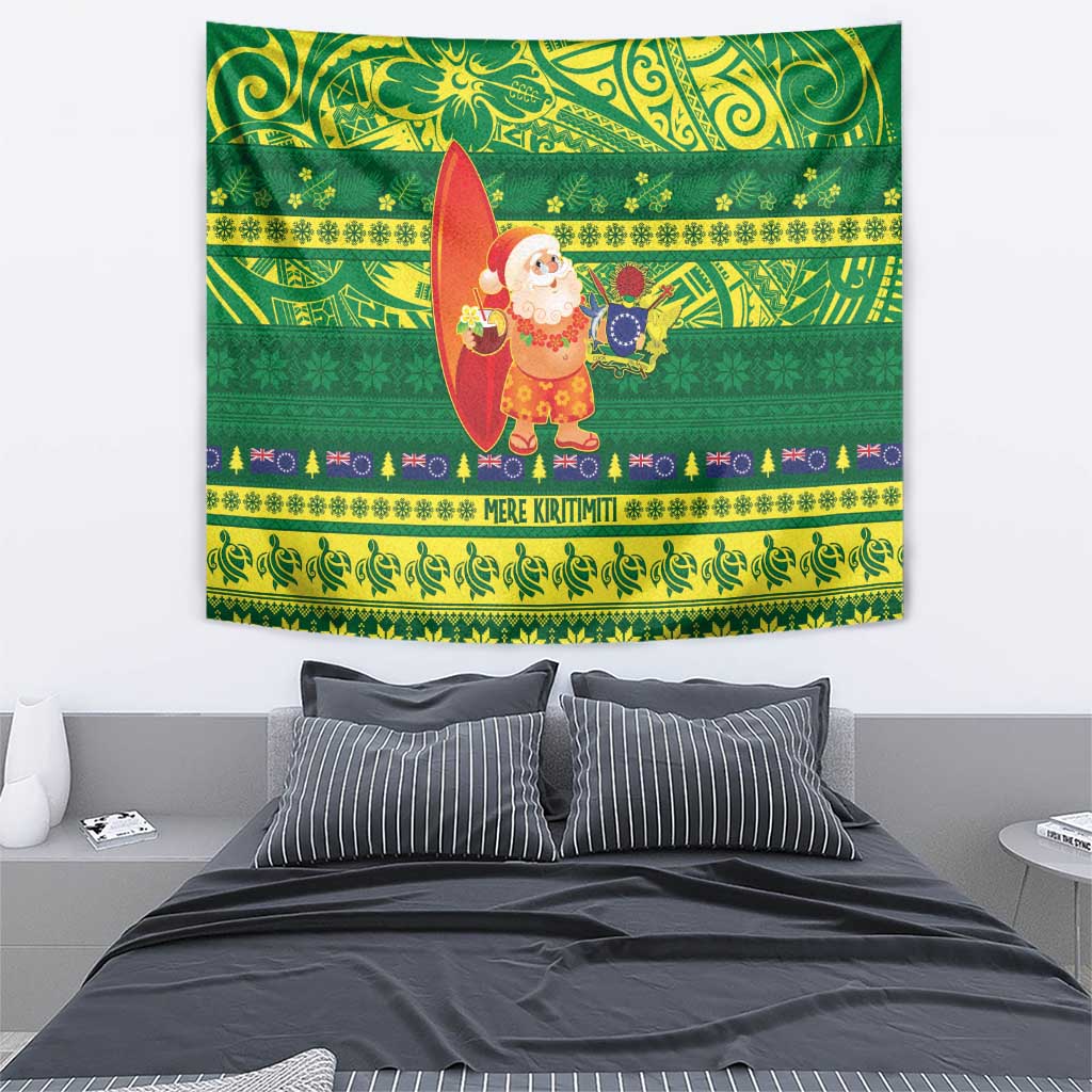 Cook Islands Christmas Tapestry Surfing Santa Mere Kiritimiti LT14 - Polynesian Pride