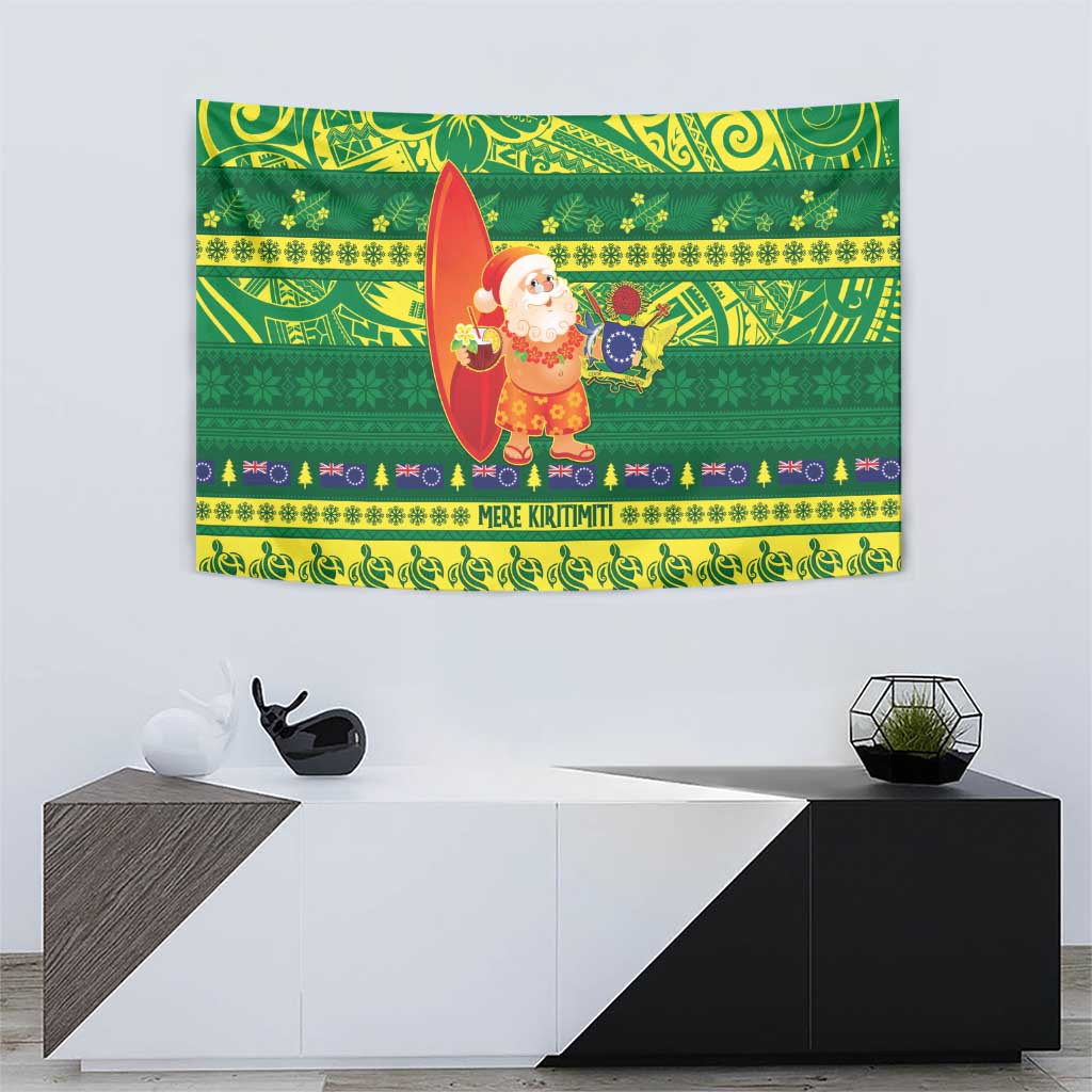 Cook Islands Christmas Tapestry Surfing Santa Mere Kiritimiti LT14 - Polynesian Pride
