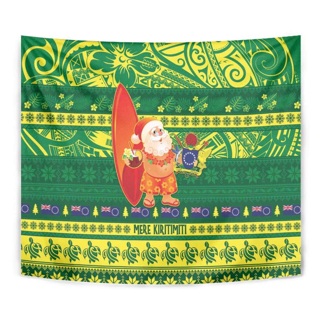 Cook Islands Christmas Tapestry Surfing Santa Mere Kiritimiti LT14 - Polynesian Pride