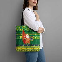 Cook Islands Christmas Tote Bag Surfing Santa Mere Kiritimiti - Polynesian Pride