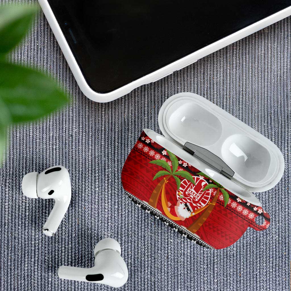 French Polynesia Christmas AirPods Case Tiare Chilling Santa Oaoa I teie Noera - Polynesian Pride
