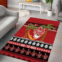 French Polynesia Christmas Area Rug Tiare Chilling Santa Oaoa I teie Noera - Polynesian Pride