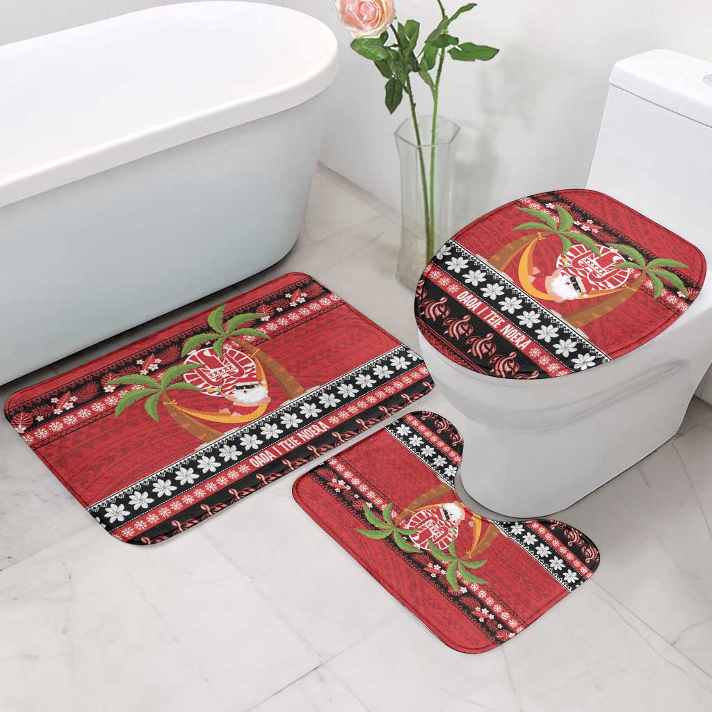 French Polynesia Christmas Bathroom Set Tiare Chilling Santa Oaoa I teie Noera - Polynesian Pride