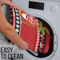 French Polynesia Christmas Bathroom Set Tiare Chilling Santa Oaoa I teie Noera - Polynesian Pride