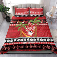 French Polynesia Christmas Bedding Set Tiare Chilling Santa Oaoa I teie Noera LT14 - Polynesian Pride