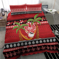 French Polynesia Christmas Bedding Set Tiare Chilling Santa Oaoa I teie Noera LT14 - Polynesian Pride