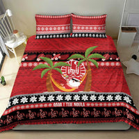 French Polynesia Christmas Bedding Set Tiare Chilling Santa Oaoa I teie Noera LT14 - Polynesian Pride