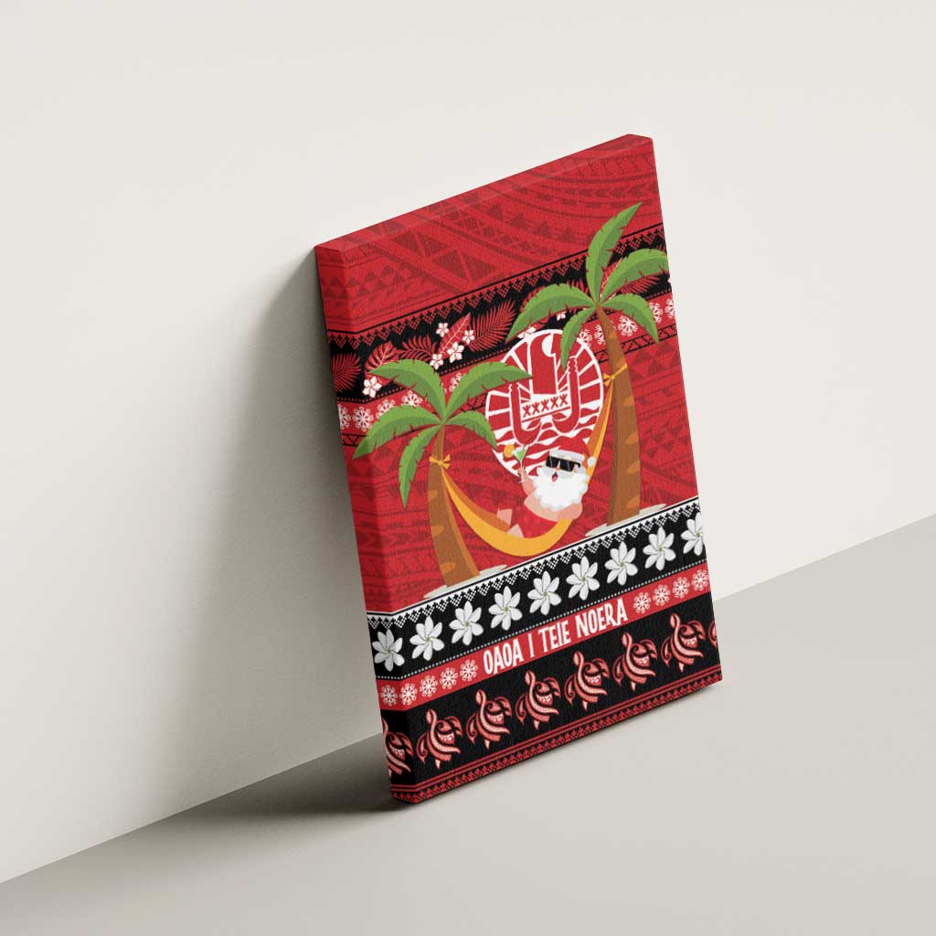 French Polynesia Christmas Canvas Wall Art Tiare Chilling Santa Oaoa I teie Noera - Polynesian Pride