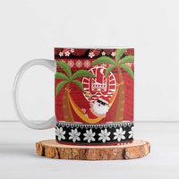 French Polynesia Christmas Ceramic Mug Tiare Chilling Santa Oaoa I teie Noera - Polynesian Pride