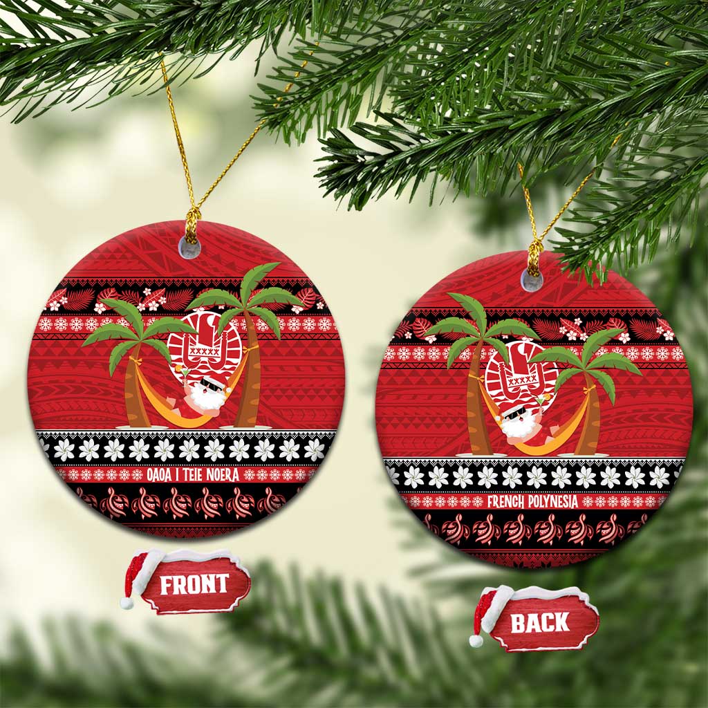 French Polynesia Christmas Ceramic Ornament Tiare Chilling Santa Oaoa I teie Noera - Polynesian Pride