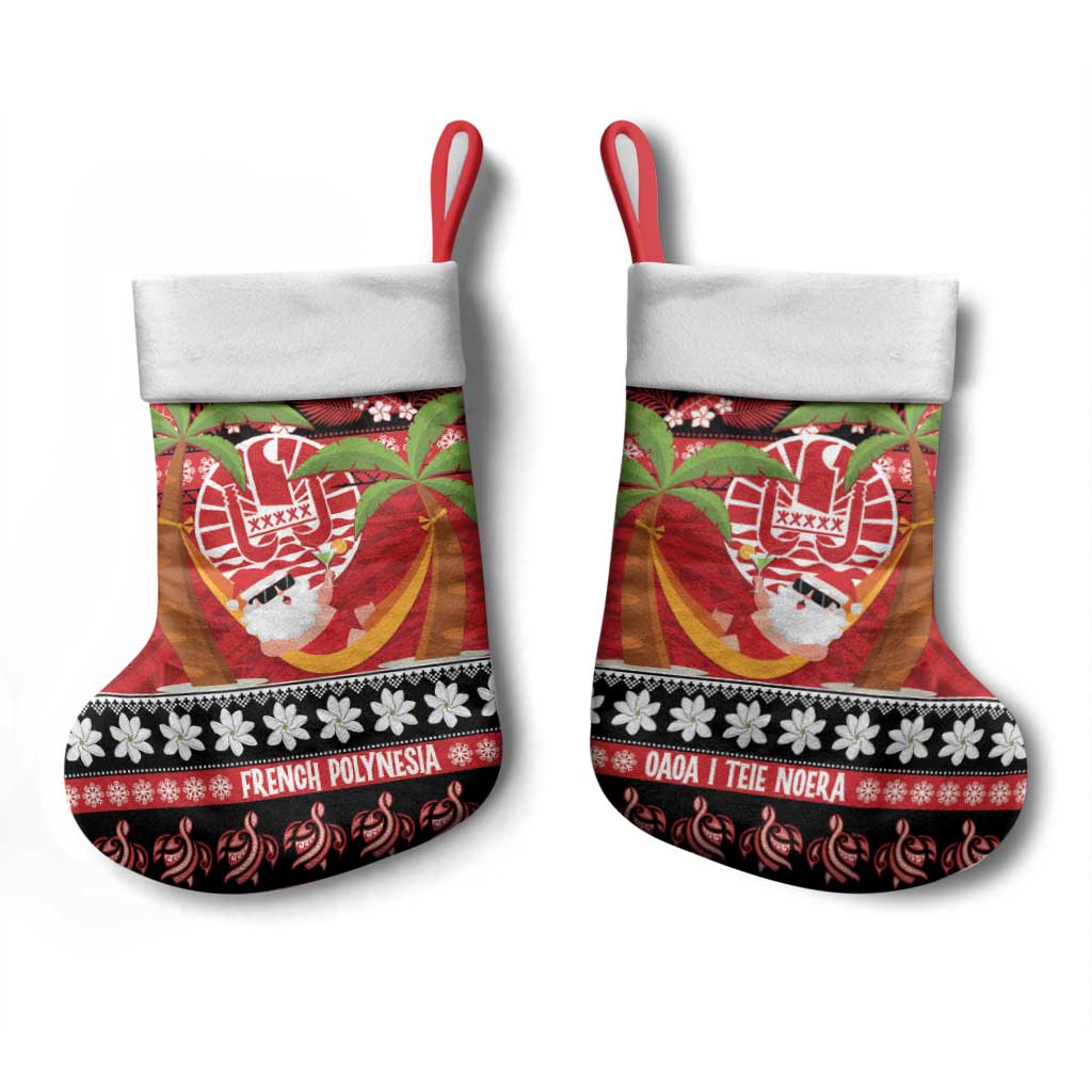 French Polynesia Christmas Stocking Tiare Chilling Santa Oaoa I teie Noera LT14 - Polynesian Pride
