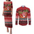 French Polynesia Christmas Couples Matching Puletasi and Long Sleeve Button Shirt Tiare Chilling Santa Oaoa I teie Noera - Polynesian Pride