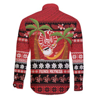 French Polynesia Christmas Family Matching Long Sleeve Bodycon Dress and Hawaiian Shirt Tiare Chilling Santa Oaoa I teie Noera - Polynesian Pride