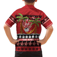 French Polynesia Christmas Family Matching Puletasi and Hawaiian Shirt Tiare Chilling Santa Oaoa I teie Noera LT14 - Polynesian Pride