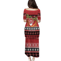 French Polynesia Christmas Family Matching Puletasi and Hawaiian Shirt Tiare Chilling Santa Oaoa I teie Noera LT14 - Polynesian Pride