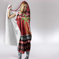 French Polynesia Christmas Hooded Blanket Tiare Chilling Santa Oaoa I teie Noera - Polynesian Pride