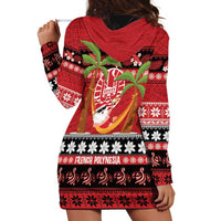 French Polynesia Christmas Hoodie Dress Tiare Chilling Santa Oaoa I teie Noera LT14 - Polynesian Pride