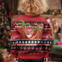 French Polynesia Christmas Kid Ugly Christmas Sweater Tiare Chilling Santa Oaoa I teie Noera - Polynesian Pride