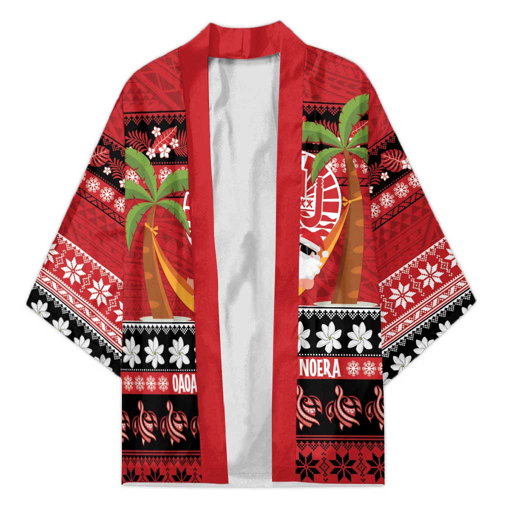 French Polynesia Christmas Kimono Tiare Chilling Santa Oaoa I teie Noera - Polynesian Pride