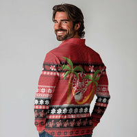 French Polynesia Christmas Long Sleeve Polo Shirt Tiare Chilling Santa Oaoa I teie Noera LT14 - Polynesian Pride