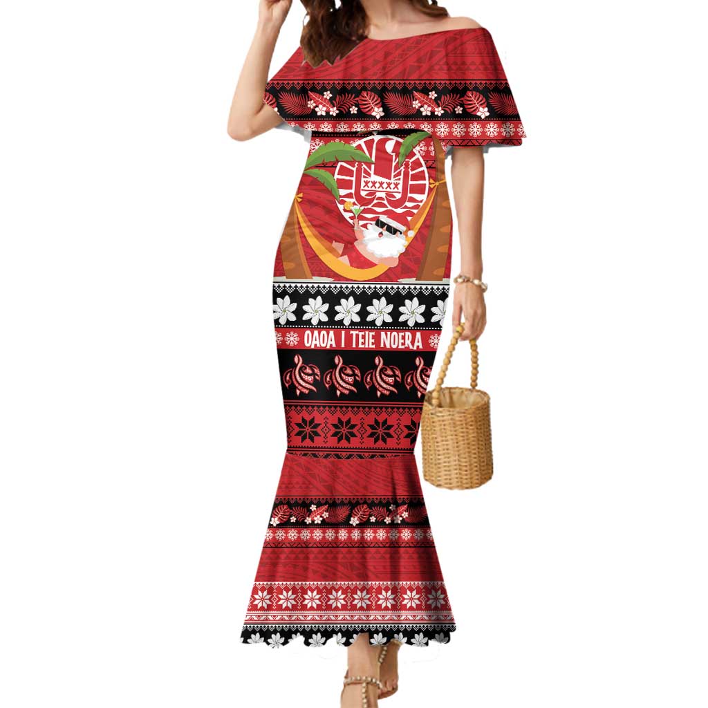 French Polynesia Christmas Mermaid Dress Tiare Chilling Santa Oaoa I teie Noera - Polynesian Pride