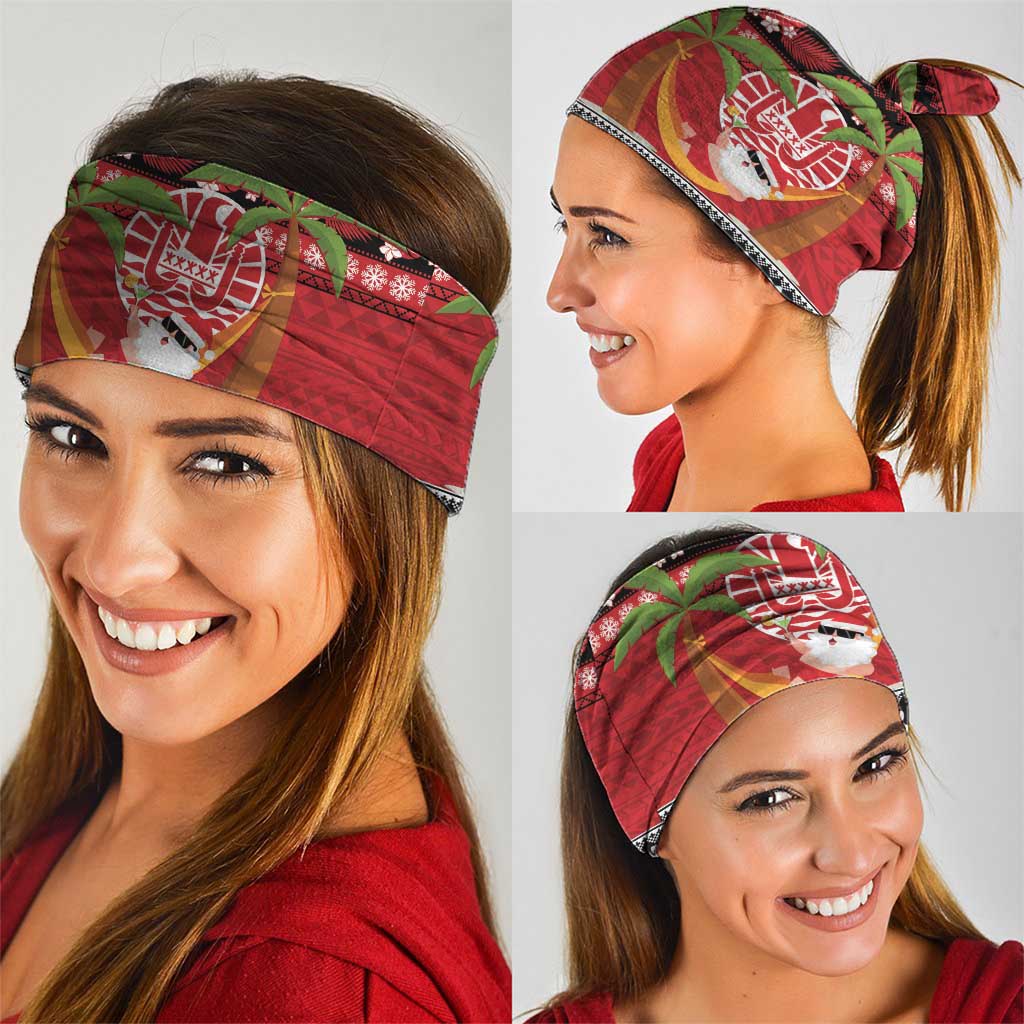 French Polynesia Christmas Neck Gaiter Tiare Chilling Santa Oaoa I teie Noera - Polynesian Pride