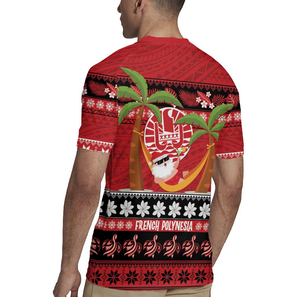 French Polynesia Christmas Rugby Jersey Tiare Chilling Santa Oaoa I teie Noera - Polynesian Pride