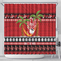 French Polynesia Christmas Shower Curtain Tiare Chilling Santa Oaoa I teie Noera LT14 - Polynesian Pride