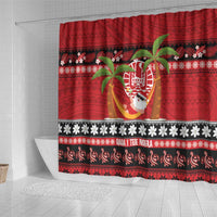 French Polynesia Christmas Shower Curtain Tiare Chilling Santa Oaoa I teie Noera LT14 - Polynesian Pride