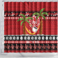 French Polynesia Christmas Shower Curtain Tiare Chilling Santa Oaoa I teie Noera LT14 - Polynesian Pride