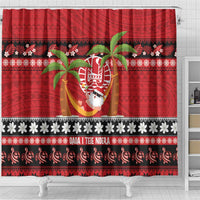 French Polynesia Christmas Shower Curtain Tiare Chilling Santa Oaoa I teie Noera LT14 - Polynesian Pride