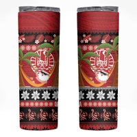 French Polynesia Christmas Skinny Tumbler Tiare Chilling Santa Oaoa I teie Noera - Polynesian Pride