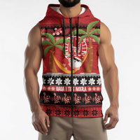 French Polynesia Christmas Sleeveless Zip Hoodie Tiare Chilling Santa Oaoa I teie Noera LT14 - Polynesian Pride