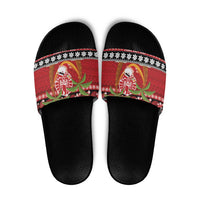 French Polynesia Christmas Slide Sandals Tiare Chilling Santa Oaoa I teie Noera - Polynesian Pride