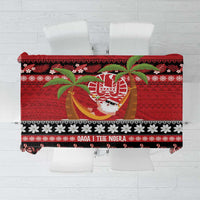 French Polynesia Christmas Tablecloth Tiare Chilling Santa Oaoa I teie Noera LT14 Red - Polynesian Pride