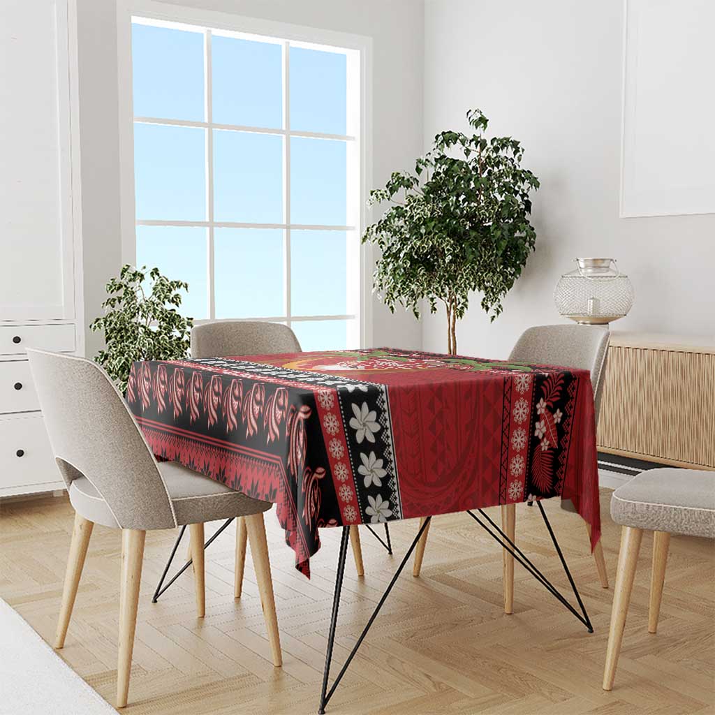 French Polynesia Christmas Tablecloth Tiare Chilling Santa Oaoa I teie Noera LT14 - Polynesian Pride