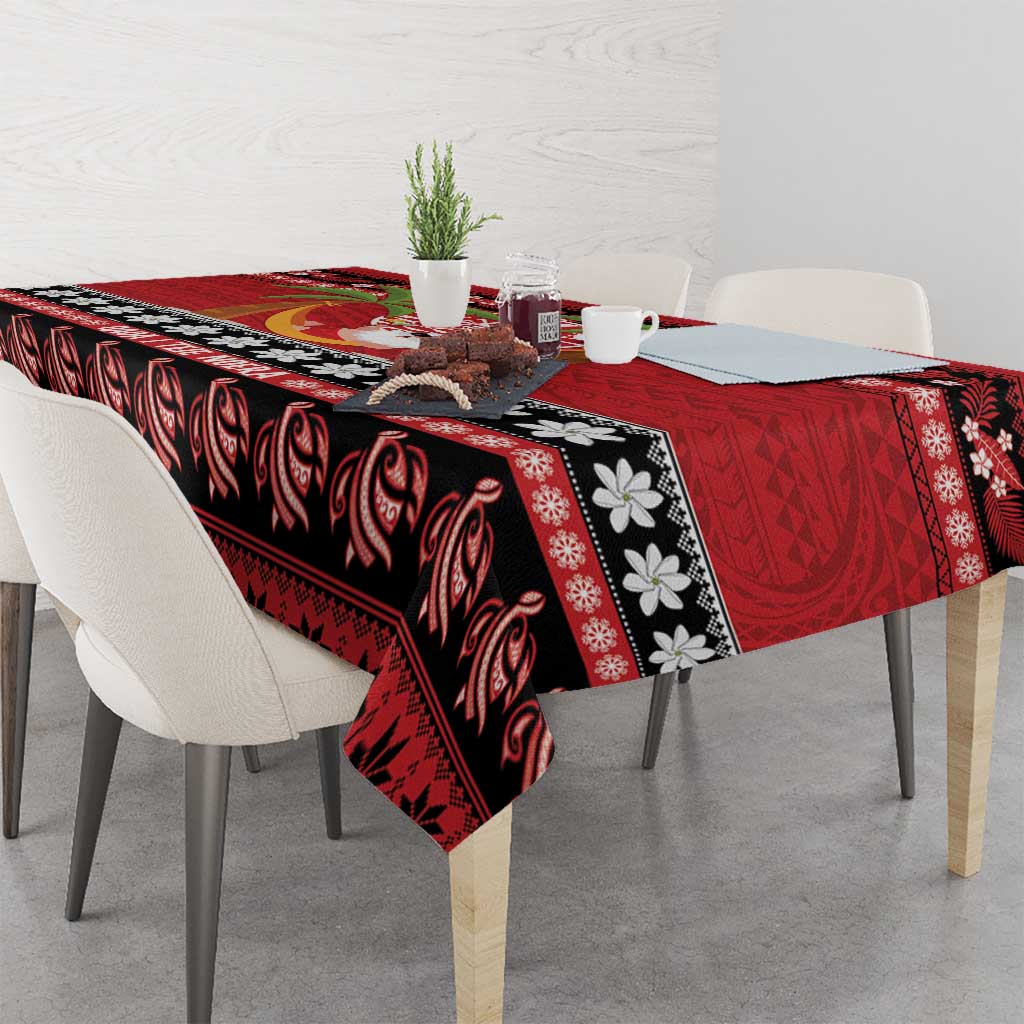 French Polynesia Christmas Tablecloth Tiare Chilling Santa Oaoa I teie Noera LT14 - Polynesian Pride