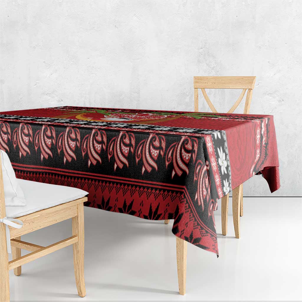 French Polynesia Christmas Tablecloth Tiare Chilling Santa Oaoa I teie Noera LT14 - Polynesian Pride