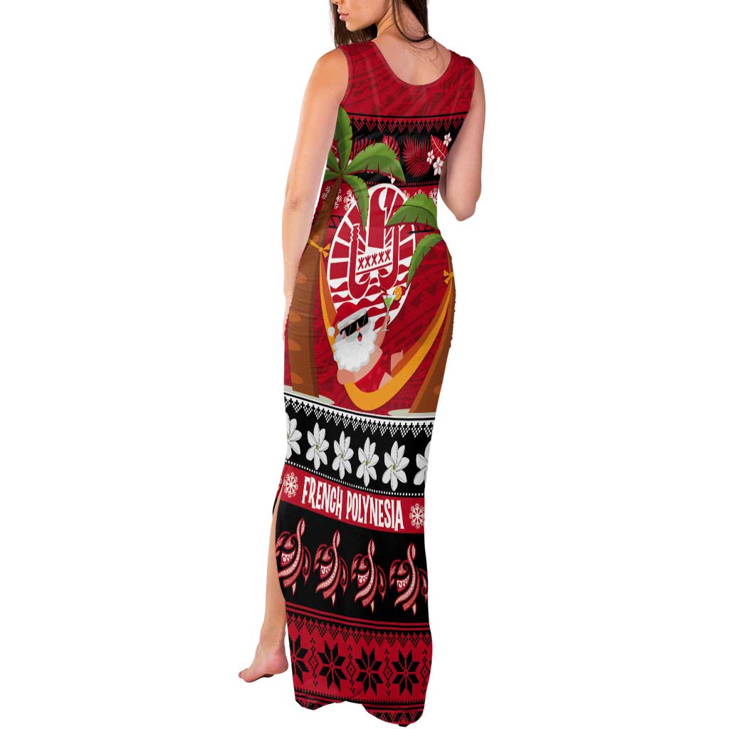 French Polynesia Christmas Tank Maxi Dress Tiare Chilling Santa Oaoa I teie Noera LT14 - Polynesian Pride